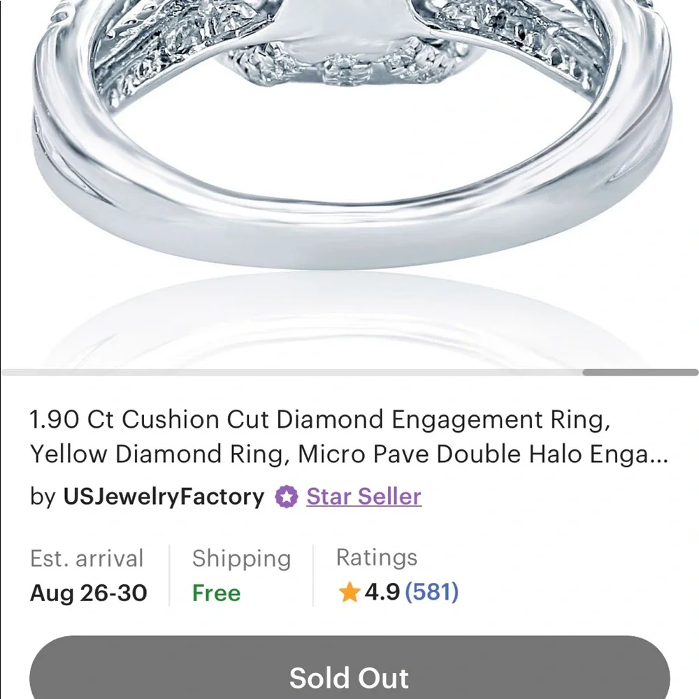 Size 7.5 yellow and white diamond ring